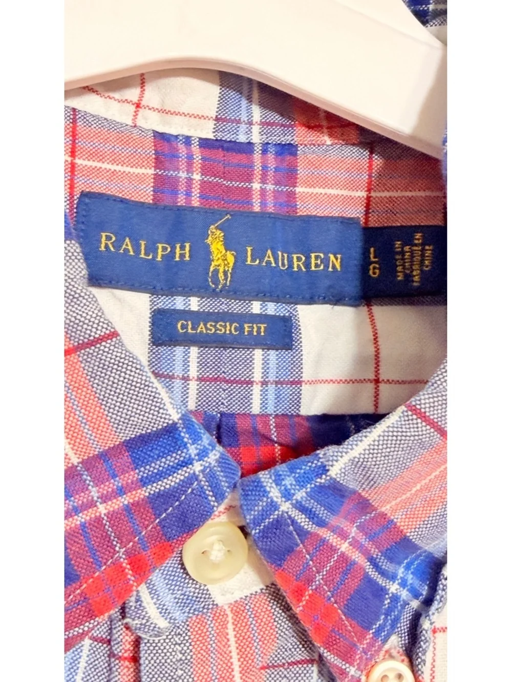 Ralph Lauren Boys Large 16-18 Classic Fit Plaid Short Sleeve Shirt